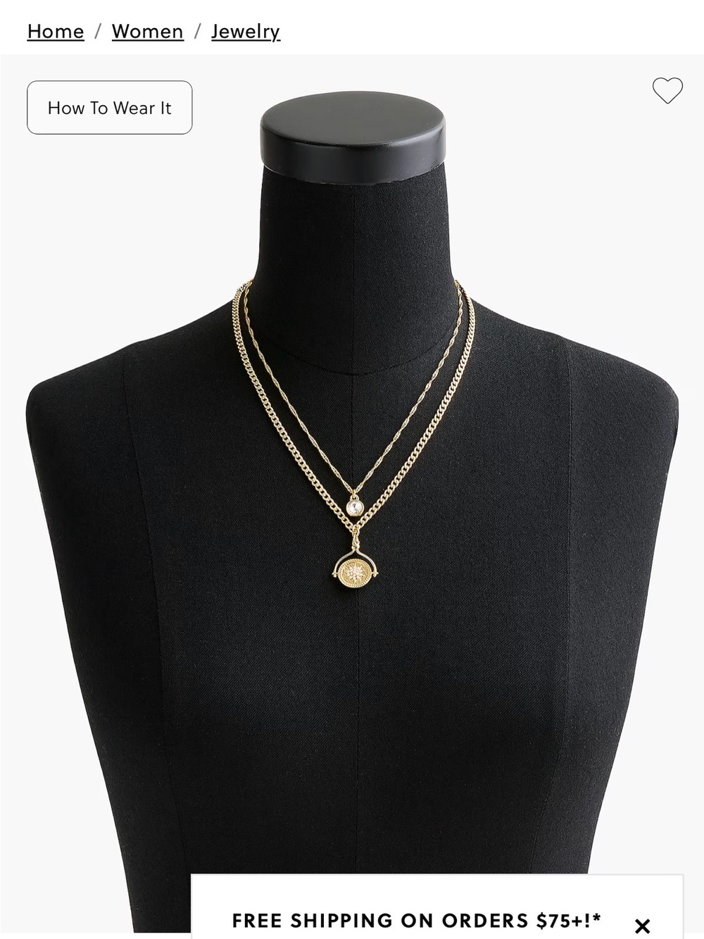 J. Crew Gold Layered Medallion and Bezel Pendant Necklace Set